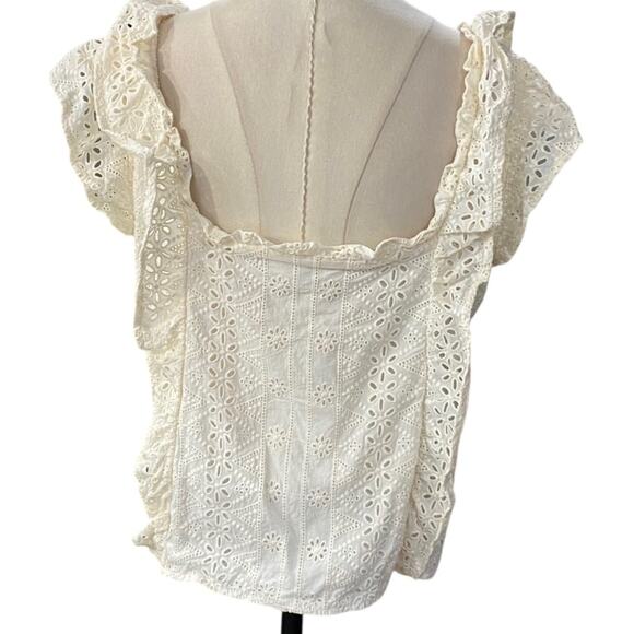 Spartina 449 Taralynn Eyelet Top Pearl White Puff Sleeve Blouse Size extra large - Picture 4 of 11